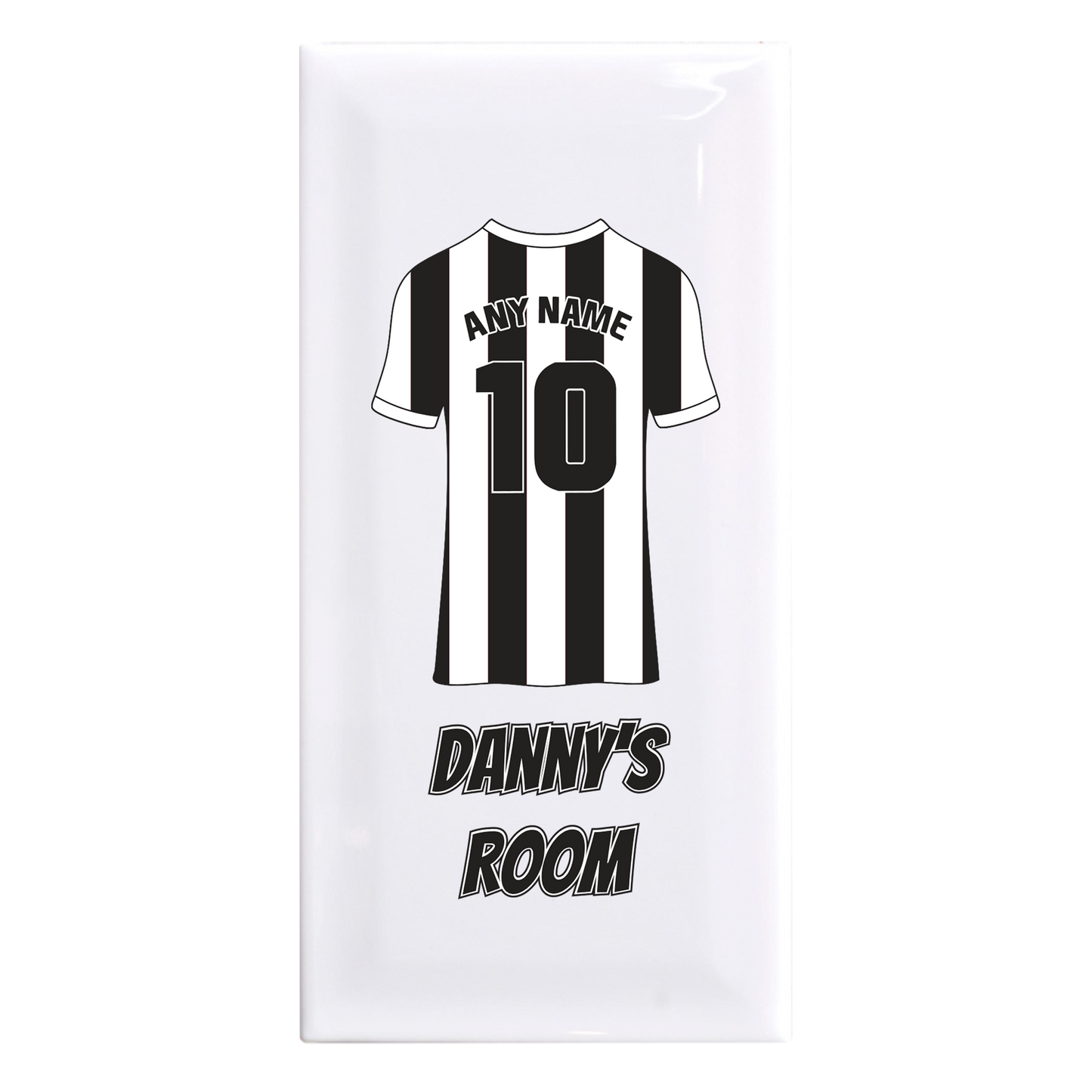 Personalised Premium Ceramic Children's Football Door Plaque - Premier Championship Football Team Shirt Style