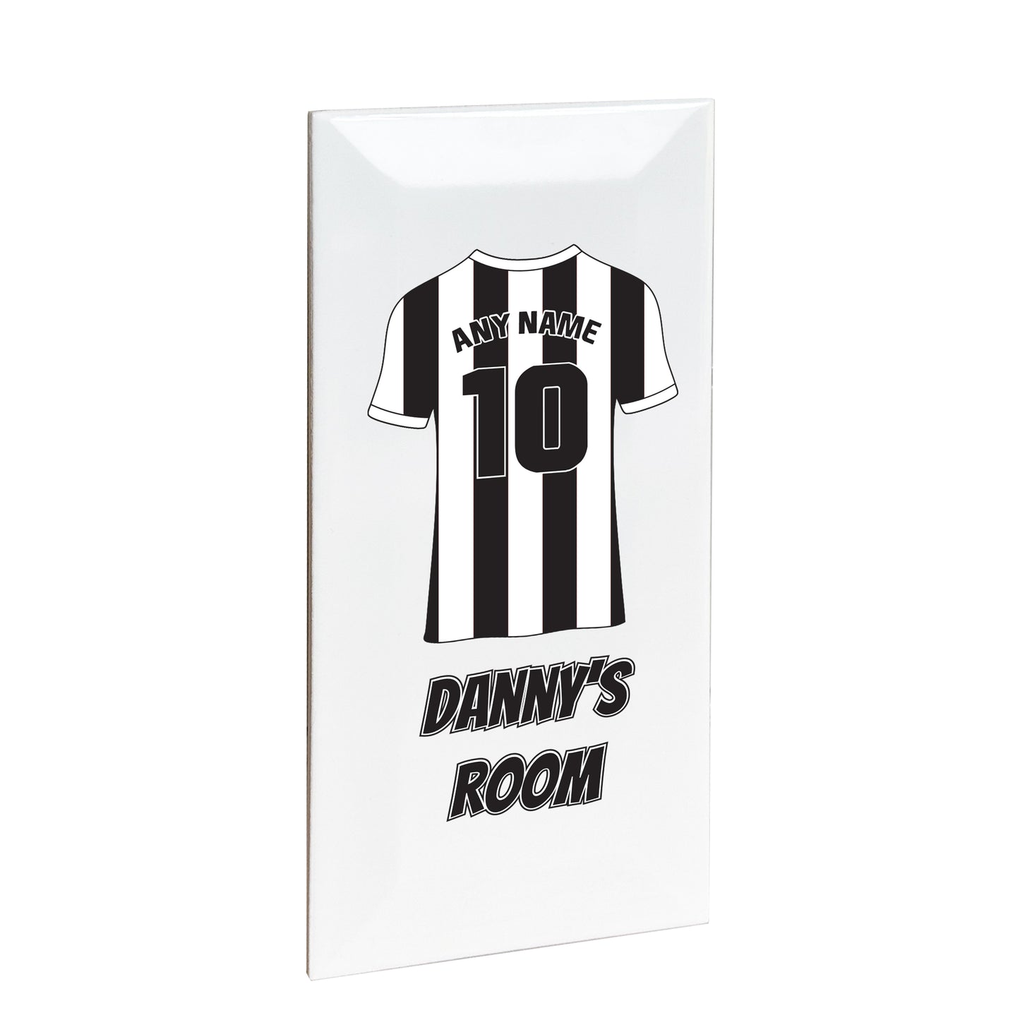 Personalised Premium Ceramic Children's Football Door Plaque - Premier Championship Football Team Shirt Style
