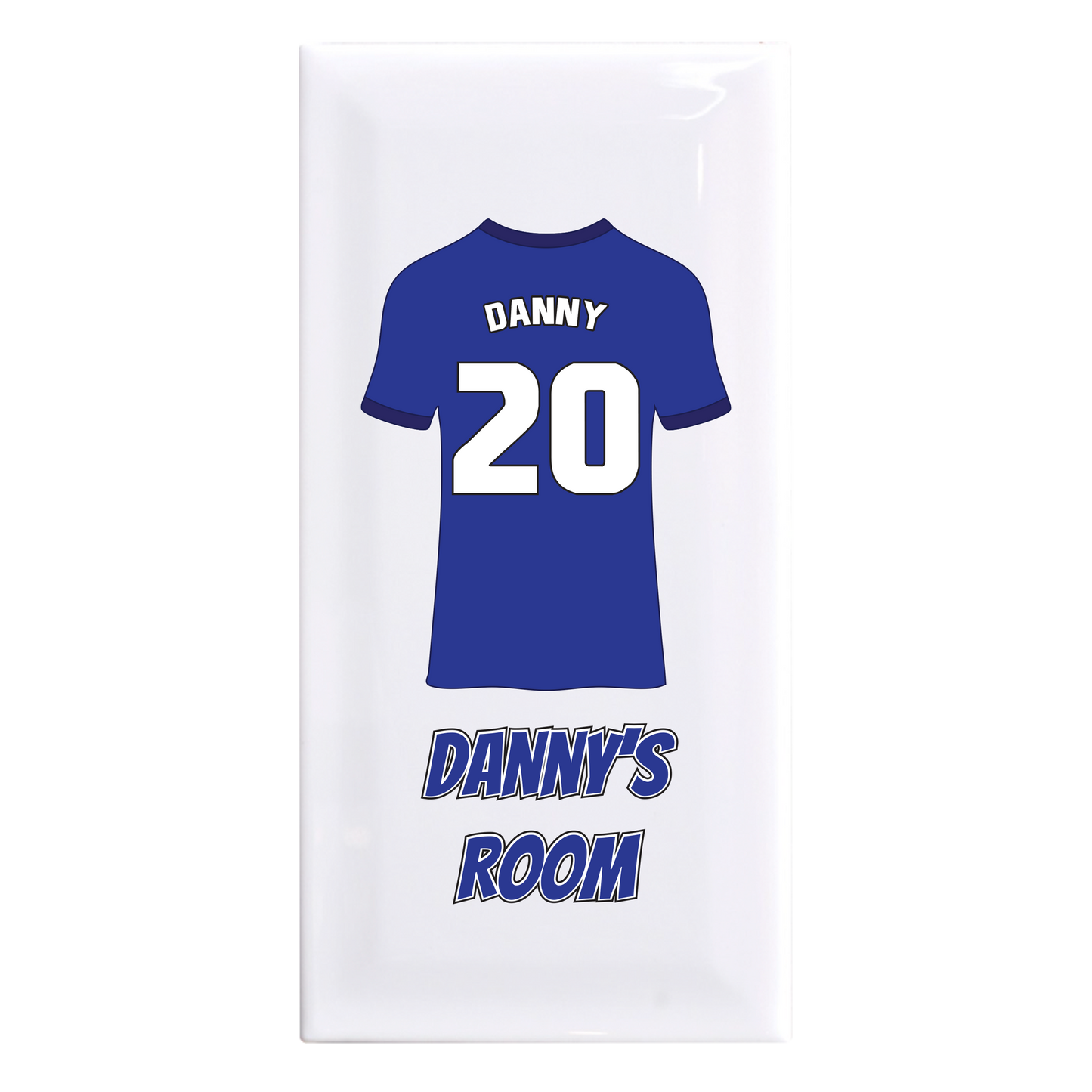 Personalised Premium Ceramic Children's Football Door Plaque - Premier Championship Football Team Shirt Style