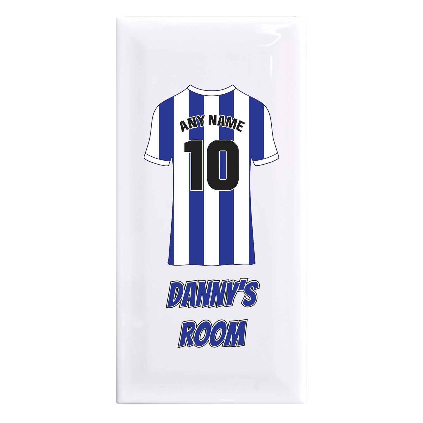 Personalised Premium Ceramic Children's Football Door Plaque - Premier Championship Football Team Shirt Style