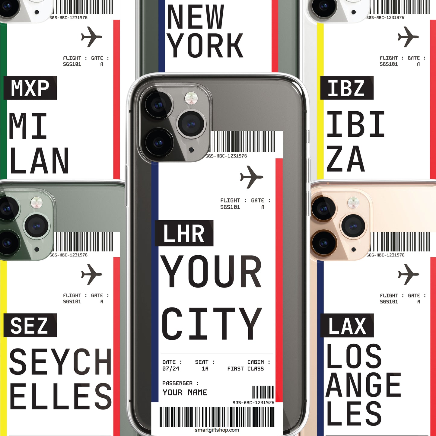 Personalised Custom Phone Cover Case Boarding Pass Holiday Airport for iPhone 15 14 13 12+