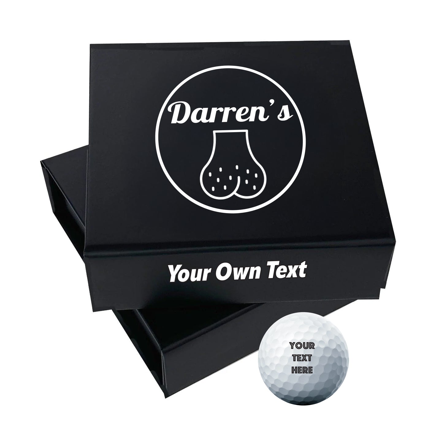 Personalised 9 Golf Ball Set in Customised Box - Joke Novelty "Custom Name's Balls!" with Branded Balls: Novelty Golfer's Gift, Father's Day, Birthday