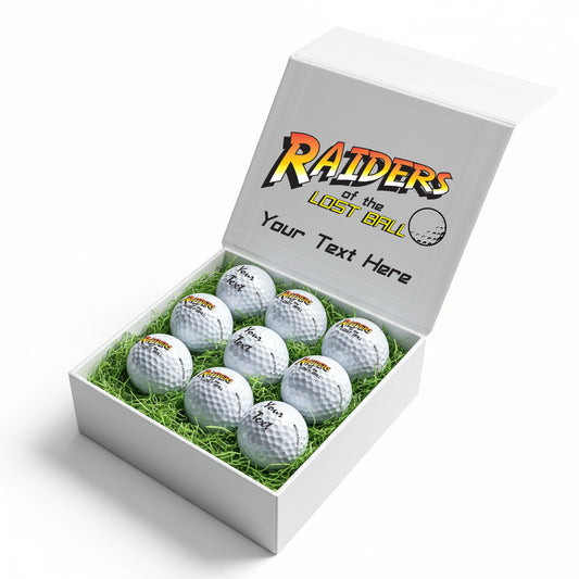 Indiana Jones: Personalised Branded 9 Golf Ball Set in Customised Box - Novelty Movie Themed Golfer's Gift, Father's Day, Retirement, Birthday