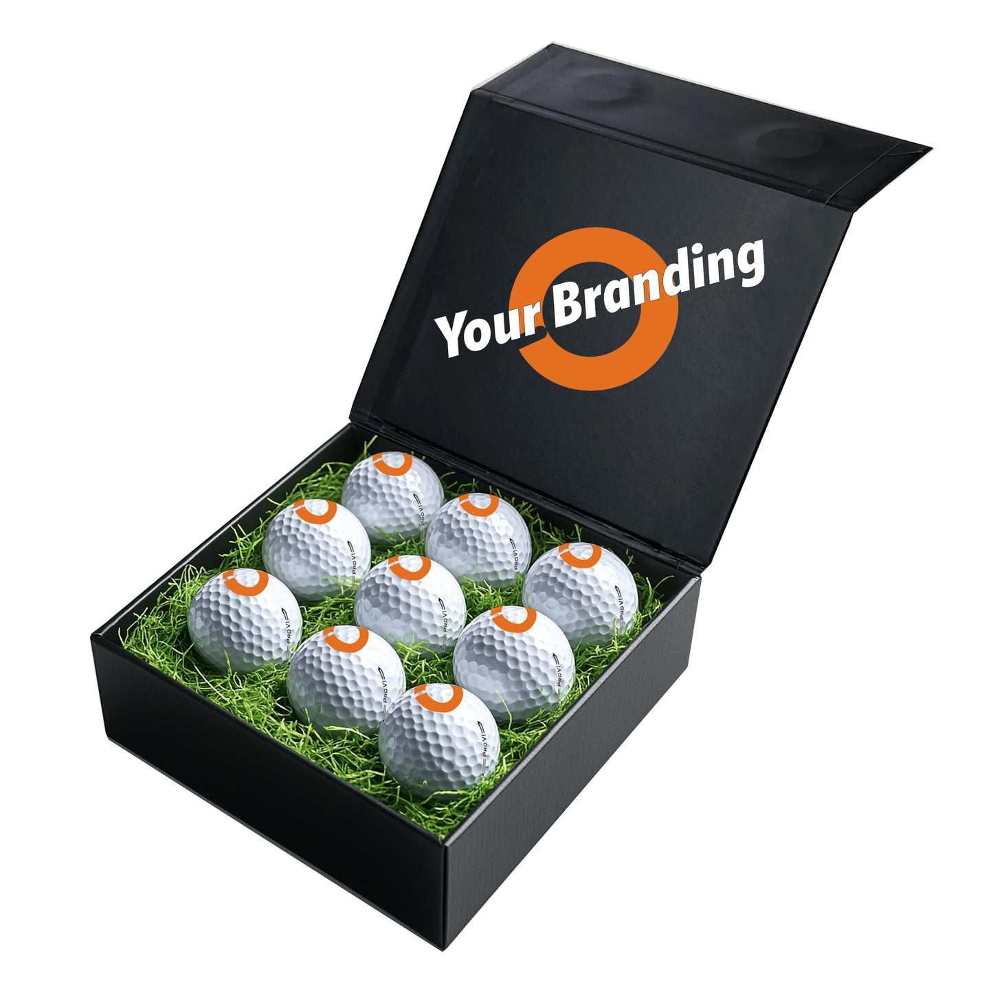 Personalised 9 Golf Ball Gift Set with Custom Branded Box | Corporate Golf Day & Company Logo Gifts