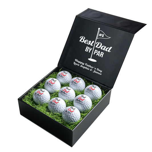 Personalised Branded 9 Golf Ball Set in Customised Box - Golfer's Gift, Father's Day, Wedding Favour, Birthday, Valentines, Pet Photo Text Logo