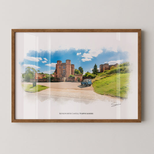 Kenilworth, Warwickshire Local Landmark Print - Kenilworth Castle by Simon Lambert. Framed or Unframed Print Various Sizes
