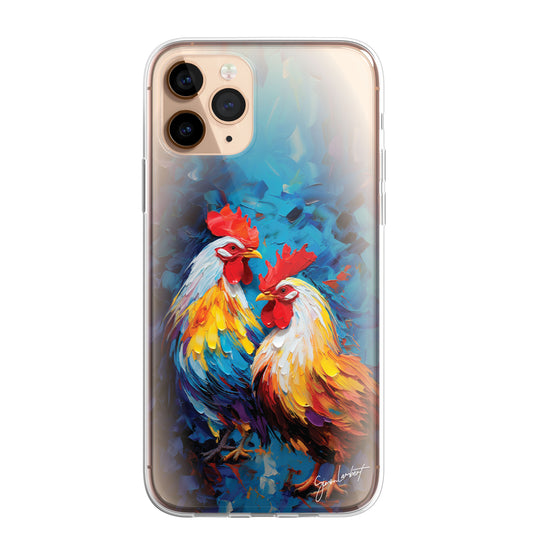 British Woodland Farm Animals Phone Case Palette Knife Art CLEAR Cover Case for iPhone 15 14 13 12 Pro +