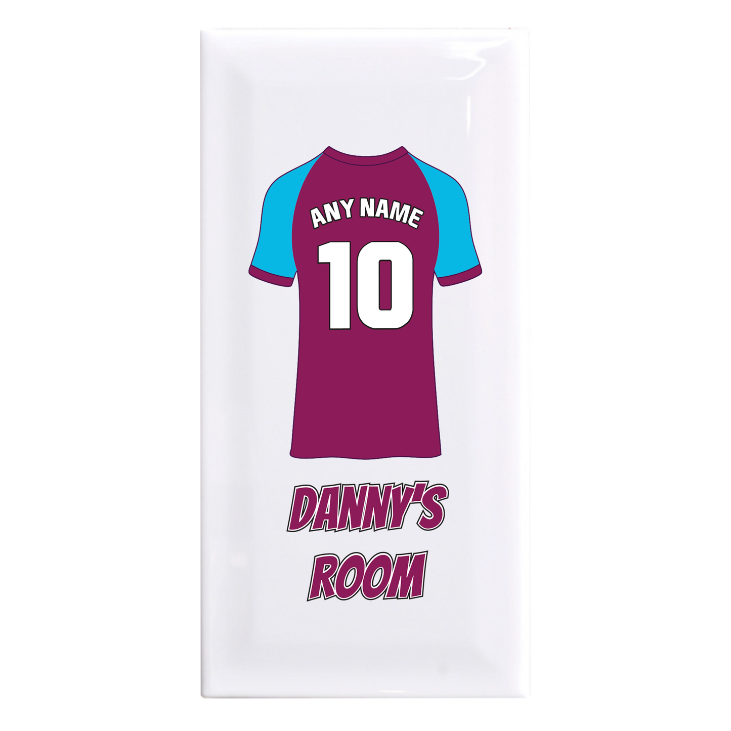 Personalised Premium Ceramic Children's Football Door Plaque - Premier Championship Football Team Shirt Style