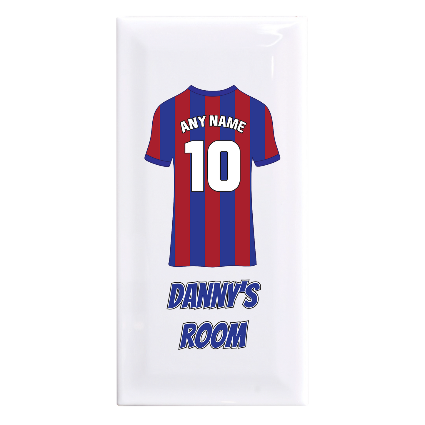 Personalised Premium Ceramic Children's Football Door Plaque - Premier Championship Football Team Shirt Style