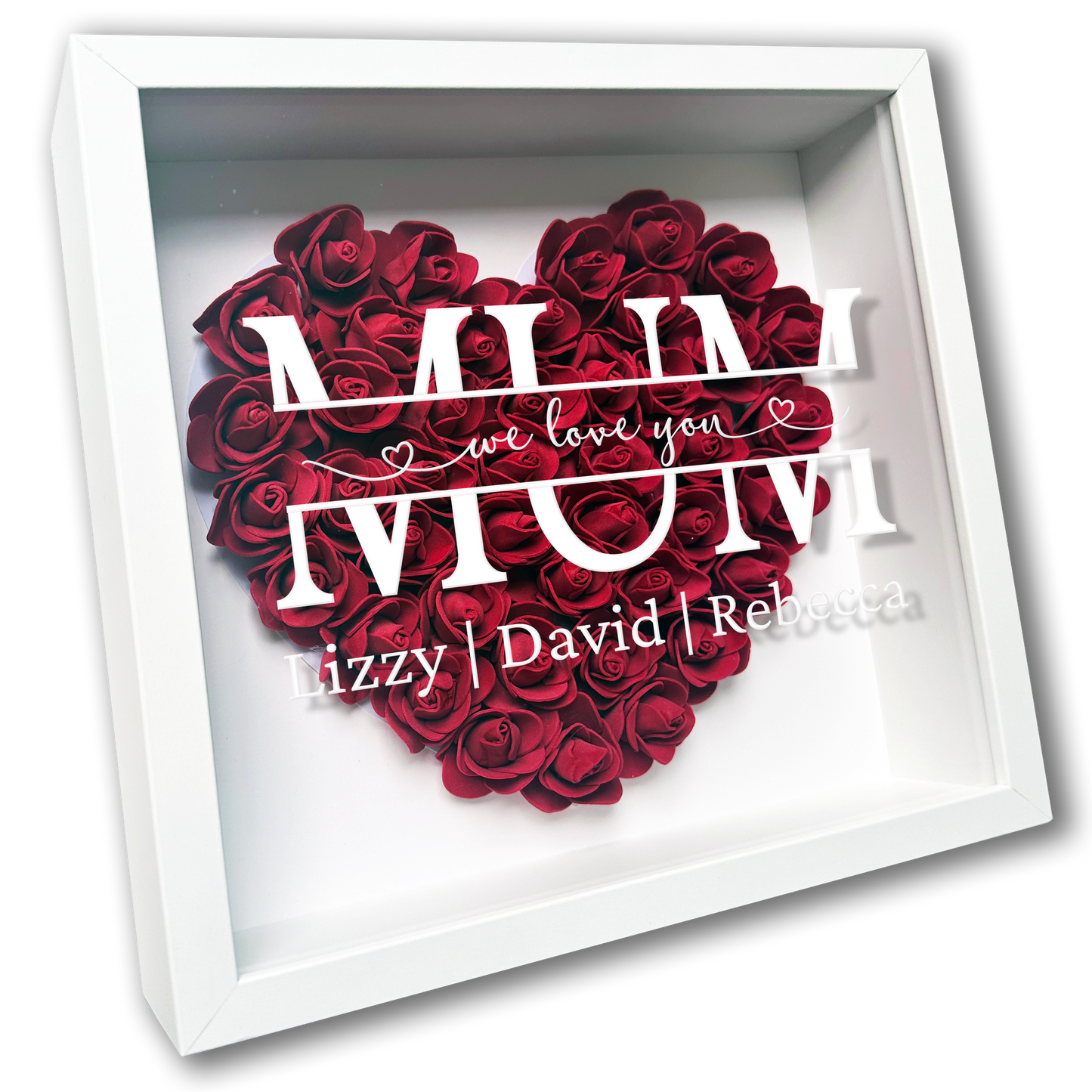 Personalised Framed Flower Floral Heart Mother's Day Custom Birthday Keepsake Unique Gift for Mum Mother Shadow Box Frame