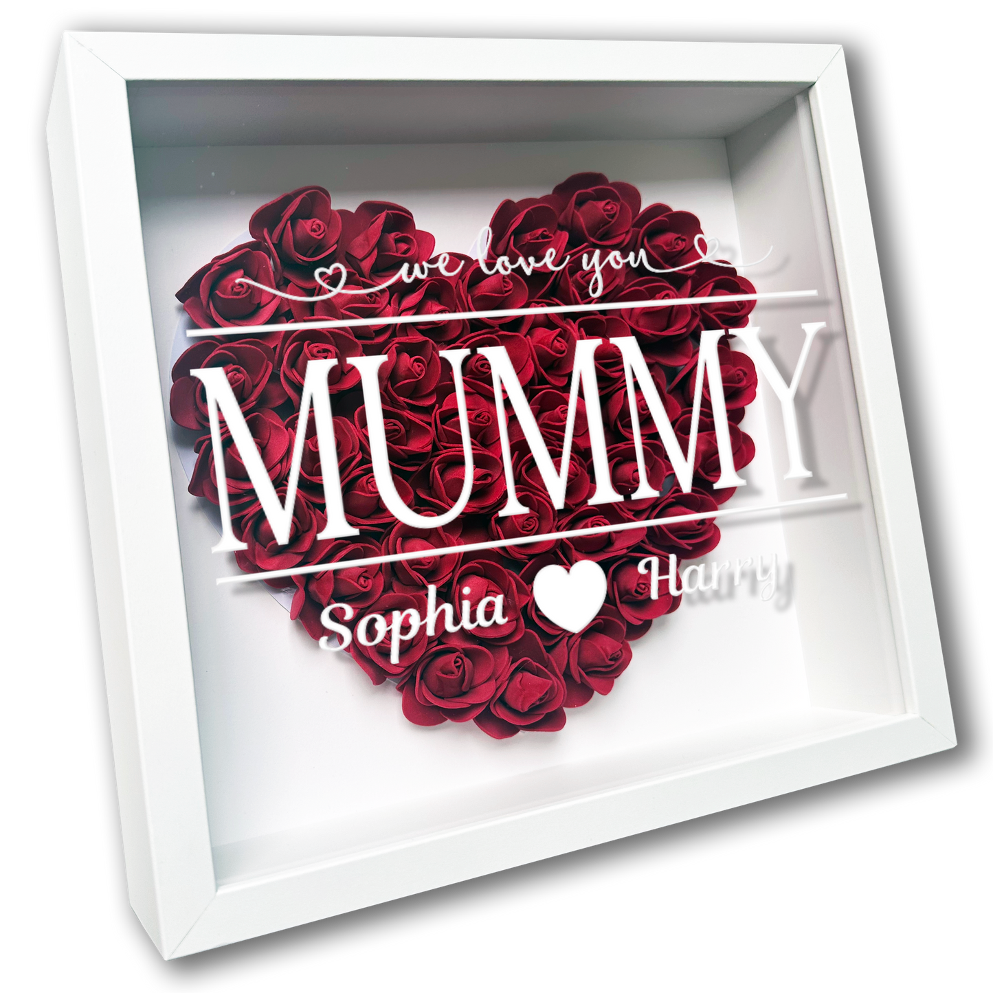 Personalised Framed Flower Floral Heart Mother's Day Custom Birthday Keepsake Unique Gift for Mum Mother Shadow Box Frame