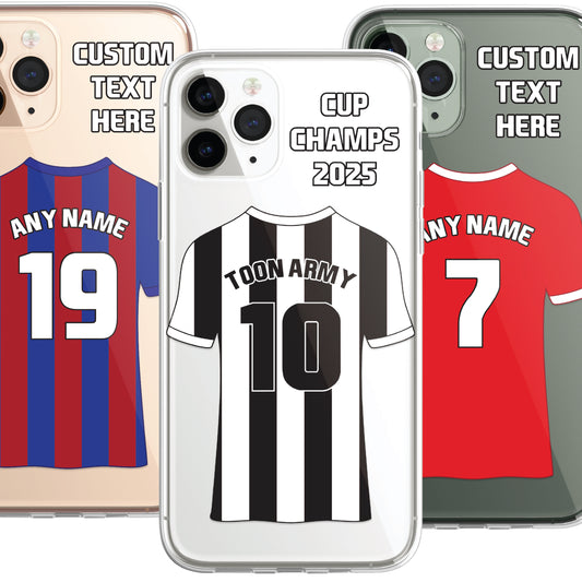 Personalised Phone Case Cover Football Premier Championship Team Shirt Style Custom for iPhone 16 15 14 13 12 11 Range