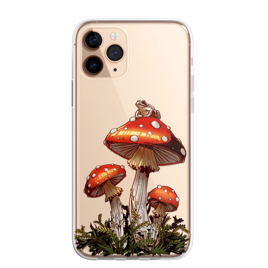 Daisy Mitchell @dibbuns Exclusive Frog Toadstool Design Contemporary Artwork Phone Case CLEAR Silicone Phone Cover Case for iPhone 16 15 14 13 12 11