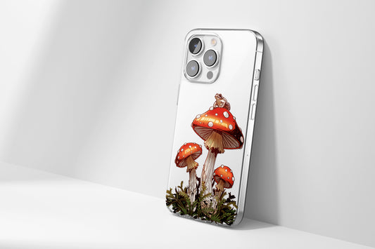 Daisy Mitchell @dibbuns Exclusive Frog Toadstool Design Contemporary Artwork Phone Case CLEAR Silicone Phone Cover Case for iPhone 16 15 14 13 12 11
