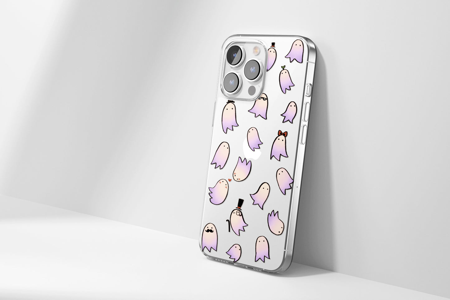 Daisy Mitchell @dibbuns Exclusive Ghosts Design Contemporary Artwork Phone Case CLEAR Silicone Phone Cover Case for iPhone 16 15 14 13 12 11