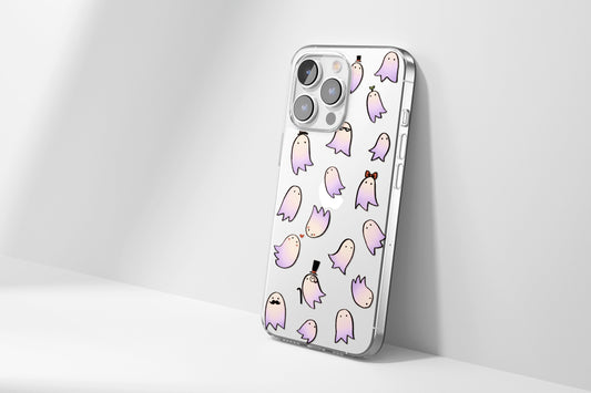 Daisy Mitchell @dibbuns Exclusive Ghosts Design Contemporary Artwork Phone Case CLEAR Silicone Phone Cover Case for iPhone 16 15 14 13 12 11