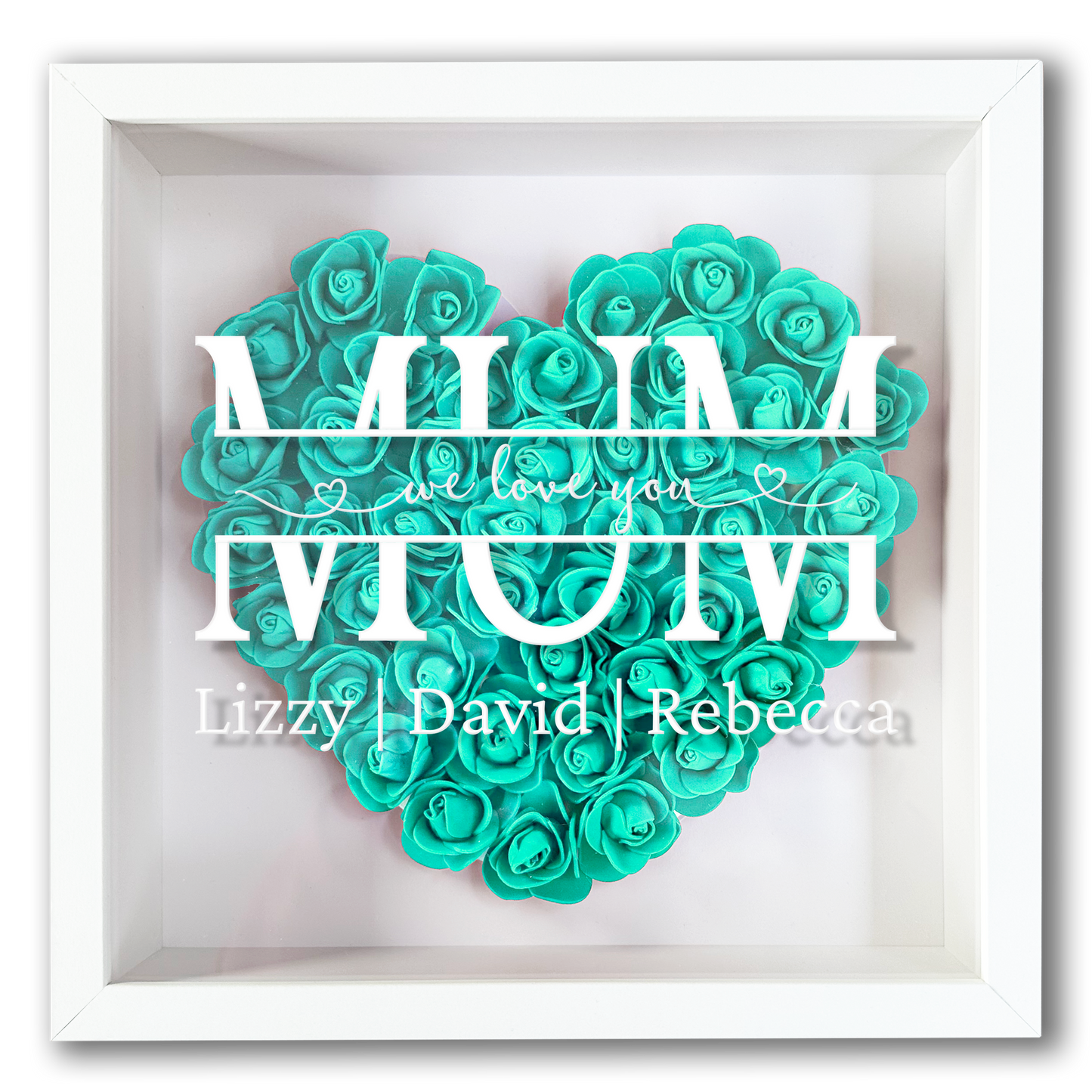 Personalised Framed Flower Floral Heart Mother's Day Custom Birthday Keepsake Unique Gift for Mum Mother Shadow Box Frame