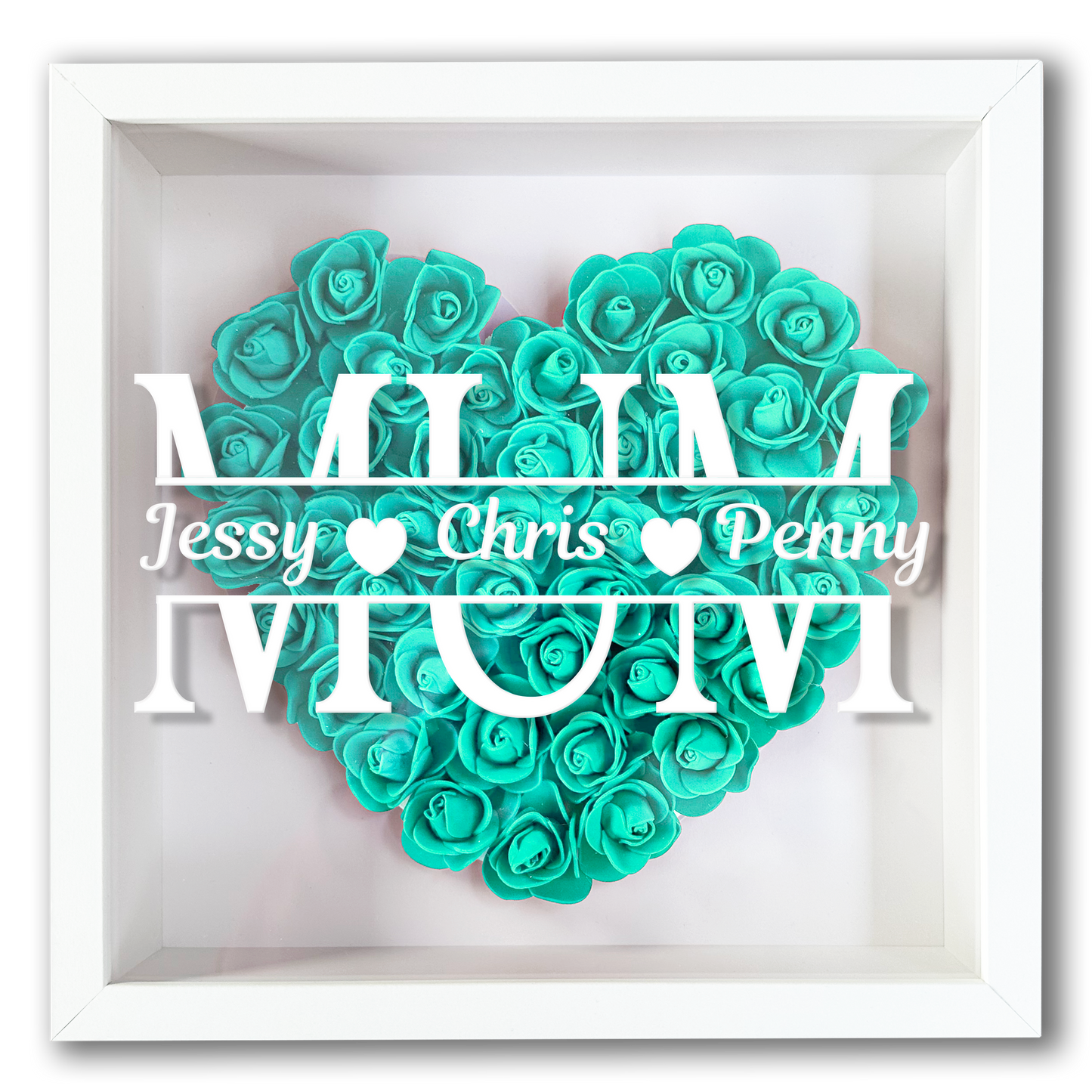 Personalised Framed Flower Floral Heart Mother's Day Custom Birthday Keepsake Unique Gift for Mum Mother Shadow Box Frame