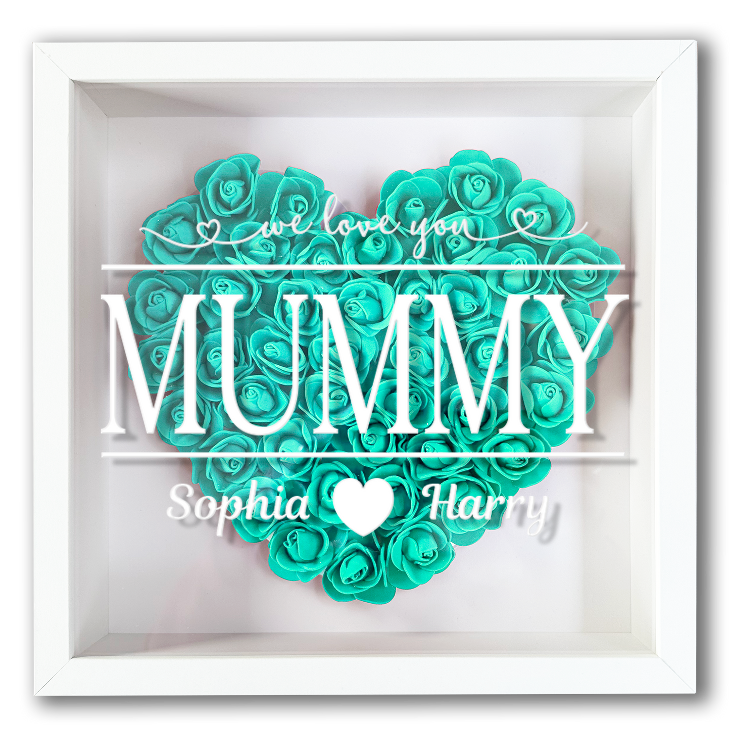 Personalised Framed Flower Floral Heart Mother's Day Custom Birthday Keepsake Unique Gift for Mum Mother Shadow Box Frame