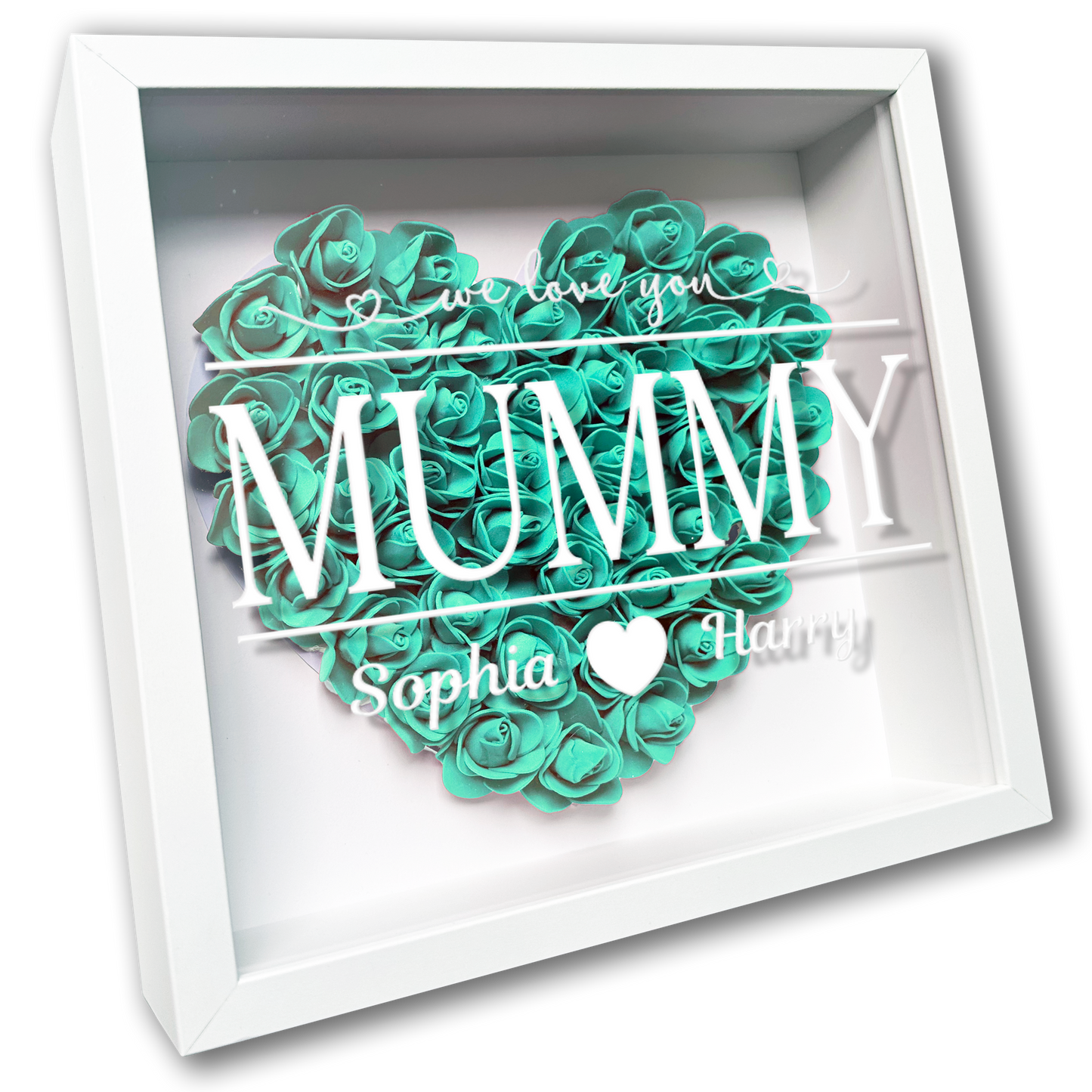 Personalised Framed Flower Floral Heart Mother's Day Custom Birthday Keepsake Unique Gift for Mum Mother Shadow Box Frame