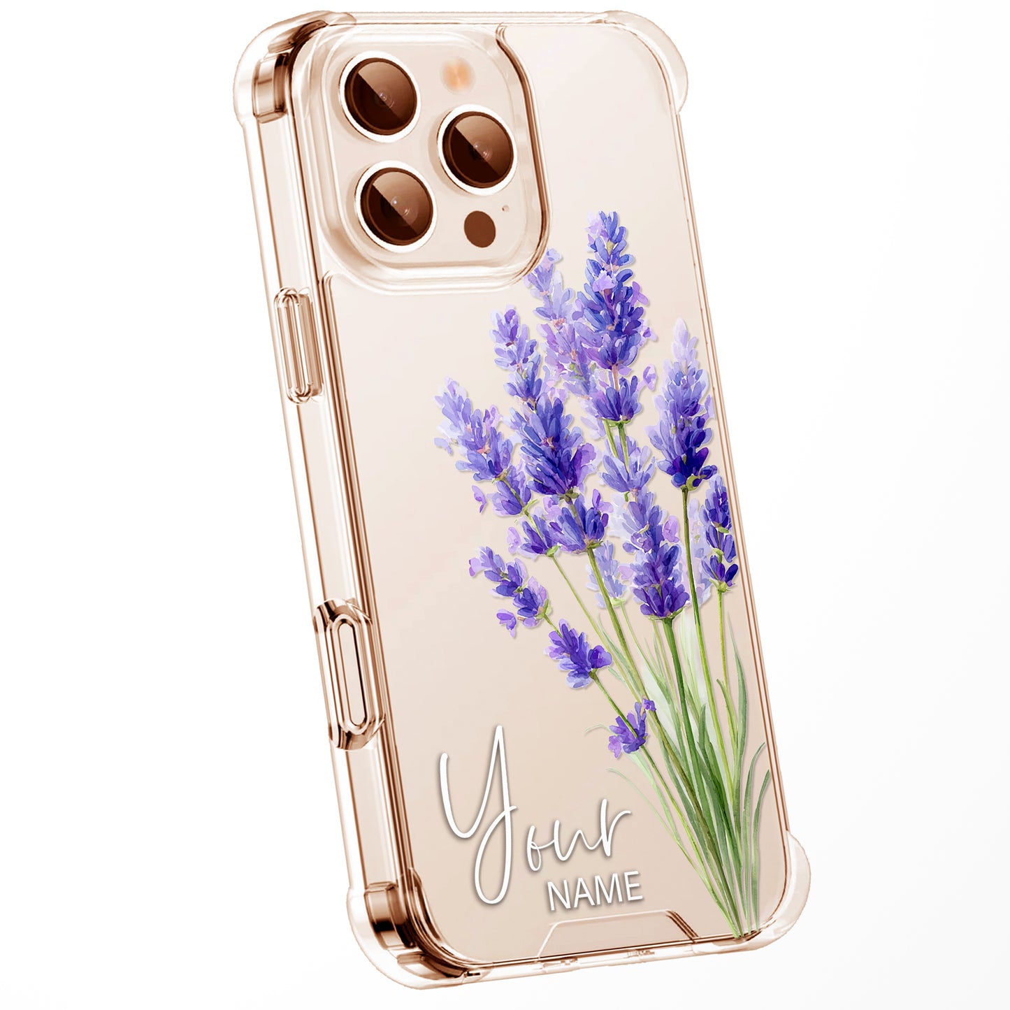 Personalised Floral Phone Case Custom Watercolour Pressed Flowers Luxury Cover, CLEAR Cover Roses iPhone 16 15 13 12 11 Plus Pro Samsung