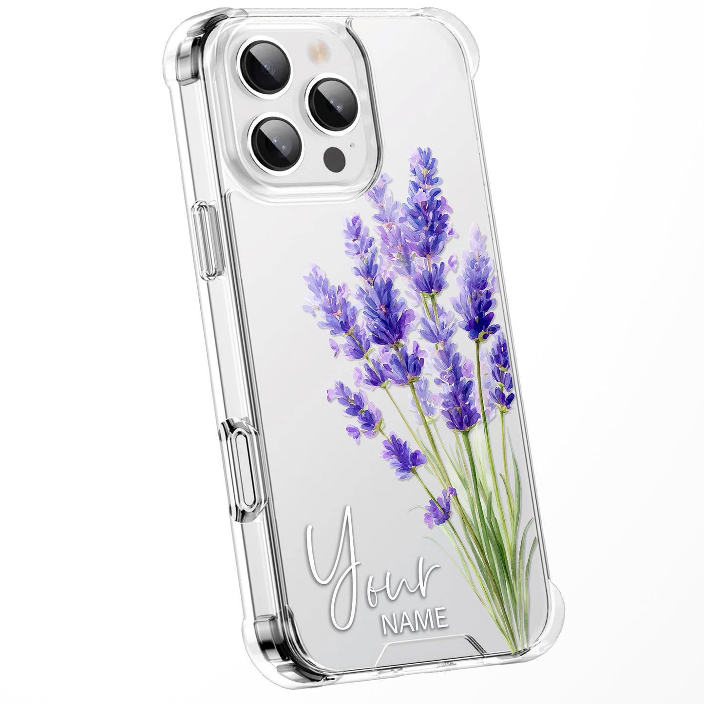 Personalised Floral Phone Case Custom Watercolour Pressed Flowers Luxury Cover, CLEAR Cover Roses iPhone 16 15 13 12 11 Plus Pro Samsung