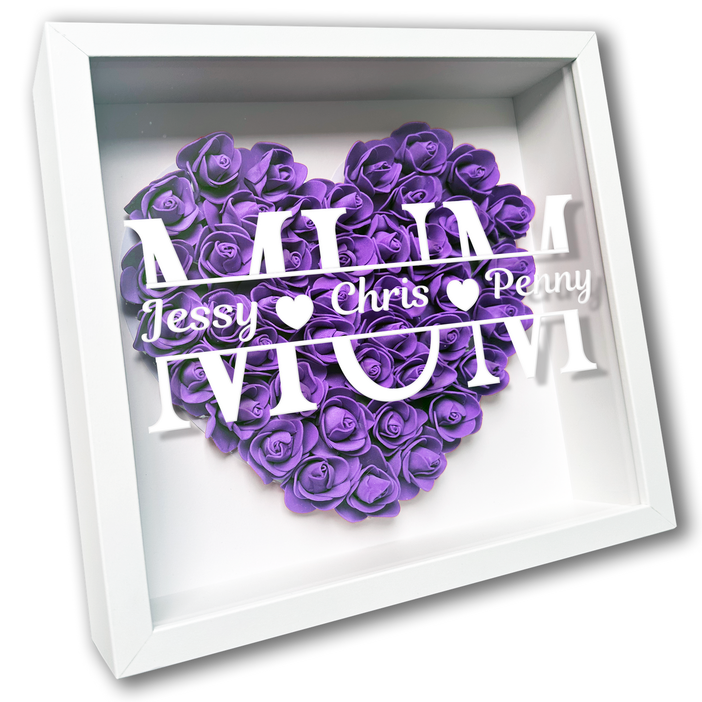 Personalised Framed Flower Floral Heart Mother's Day Custom Birthday Keepsake Unique Gift for Mum Mother Shadow Box Frame