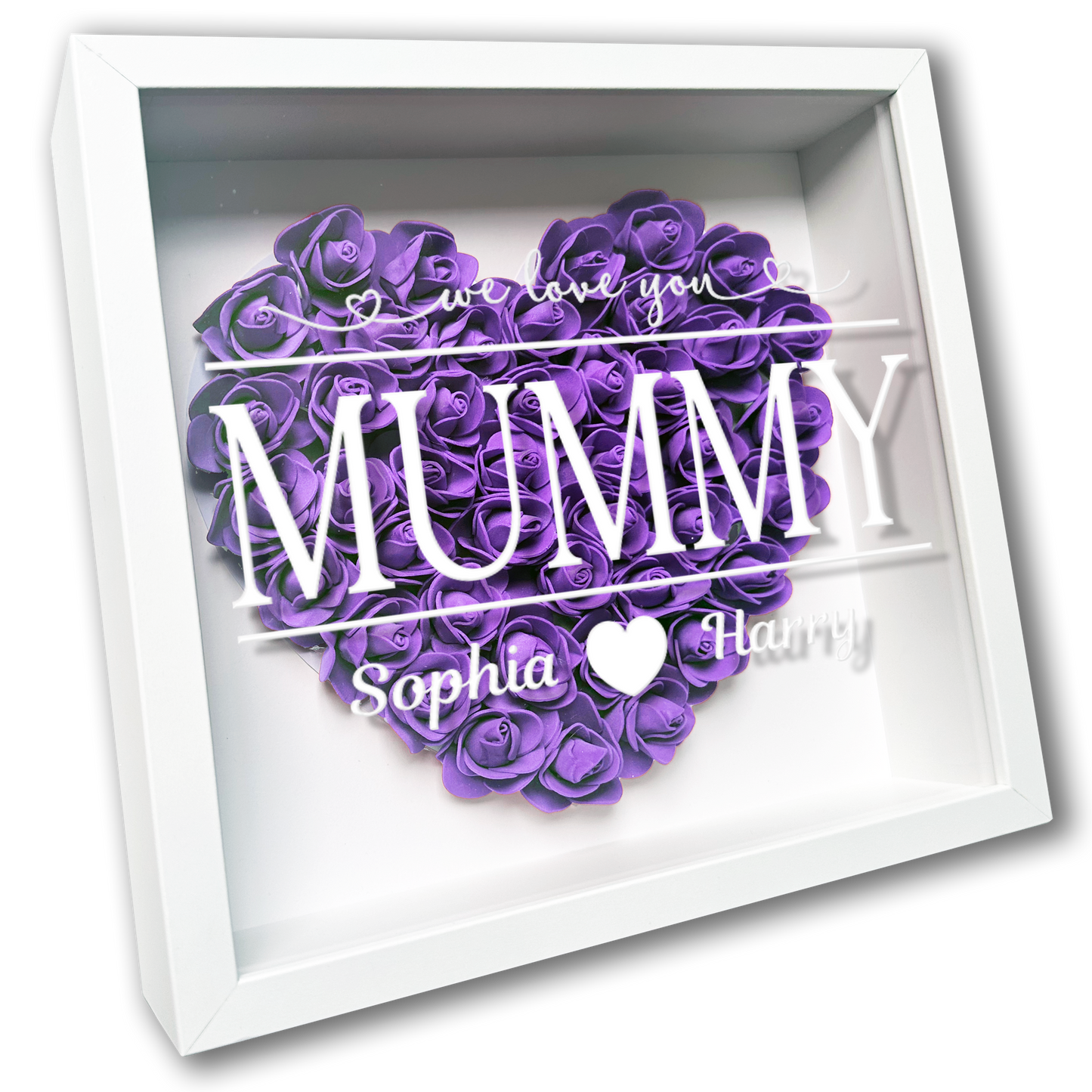 Personalised Framed Flower Floral Heart Mother's Day Custom Birthday Keepsake Unique Gift for Mum Mother Shadow Box Frame