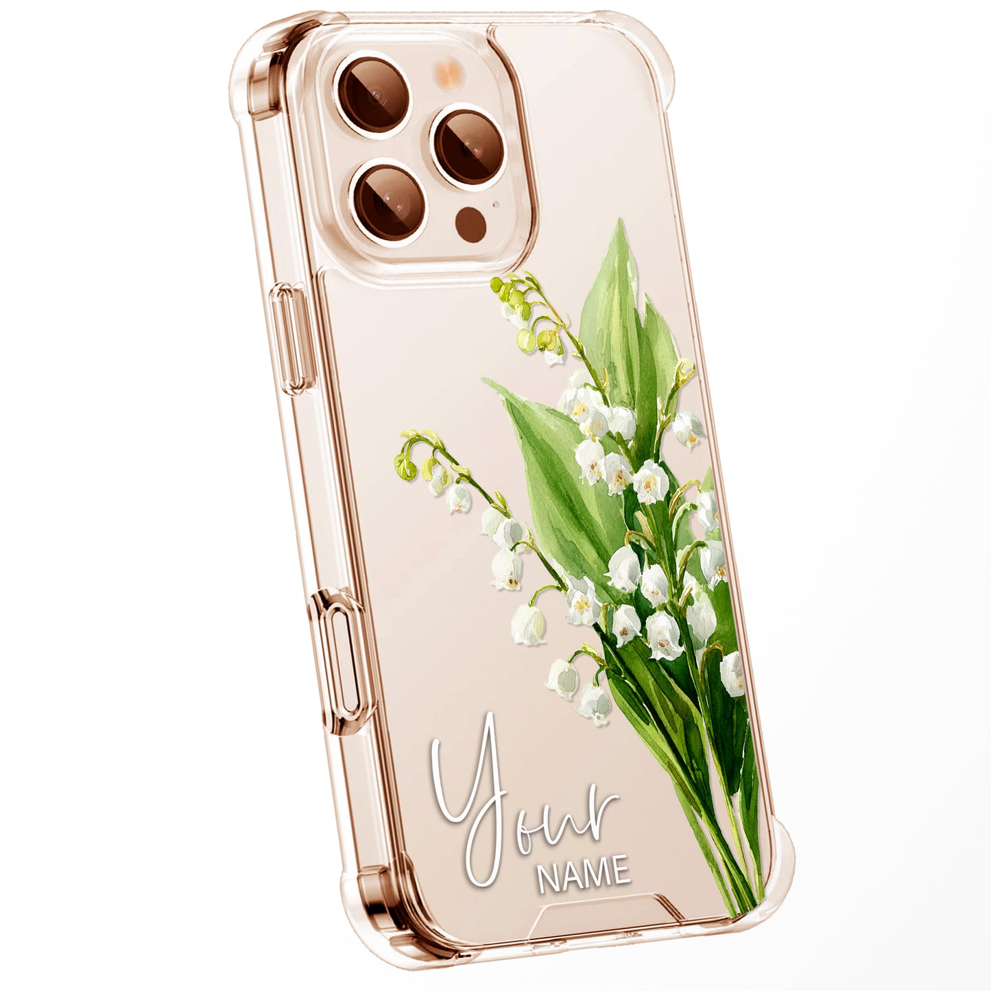 Personalised Floral Phone Case Custom Watercolour Pressed Flowers Luxury Cover, CLEAR Cover Roses iPhone 16 15 13 12 11 Plus Pro Samsung