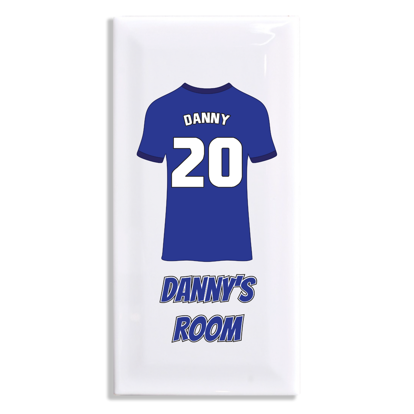 Personalised Premium Ceramic Children's Football Door Plaque - Premier Championship Football Team Shirt Style