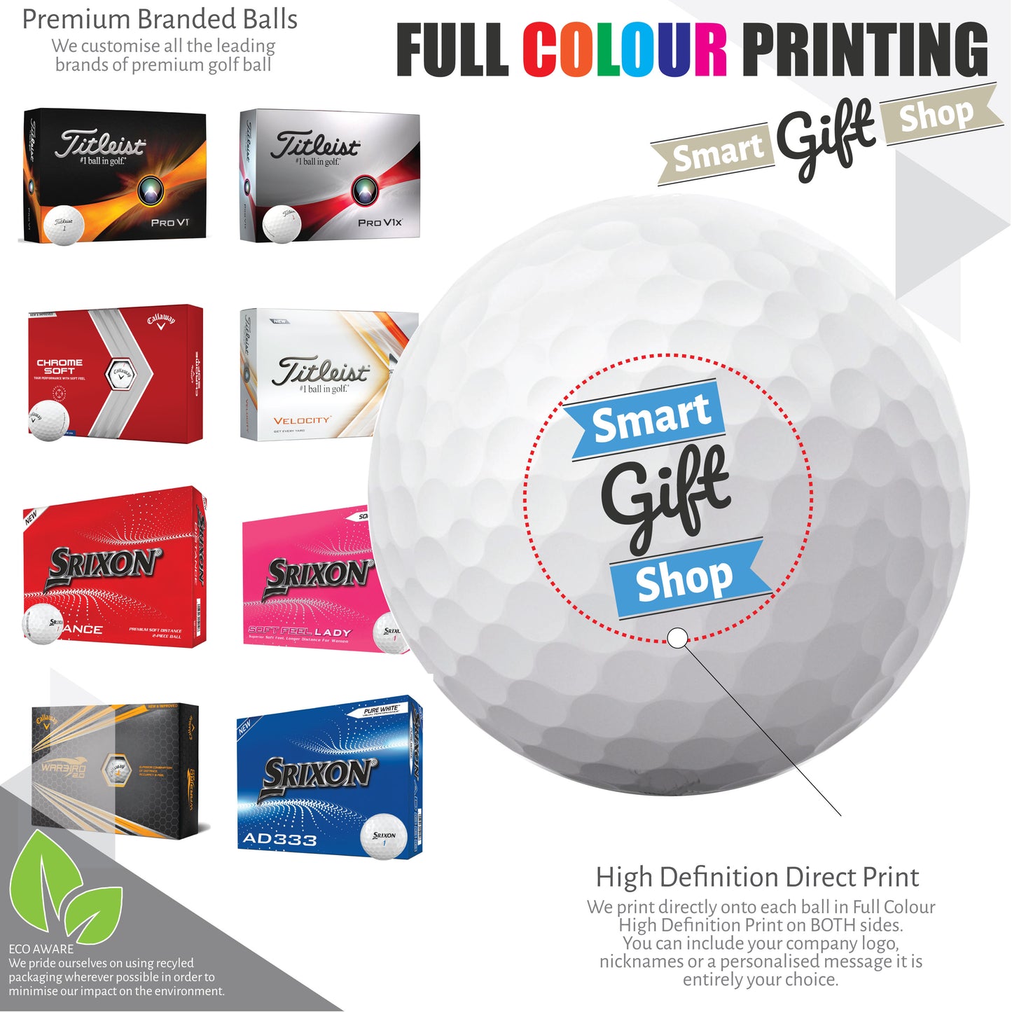Personalised Golf Balls CUSTOM IMAGE/LOGO Titleist Pro V1 Callaway Srixon Taylor