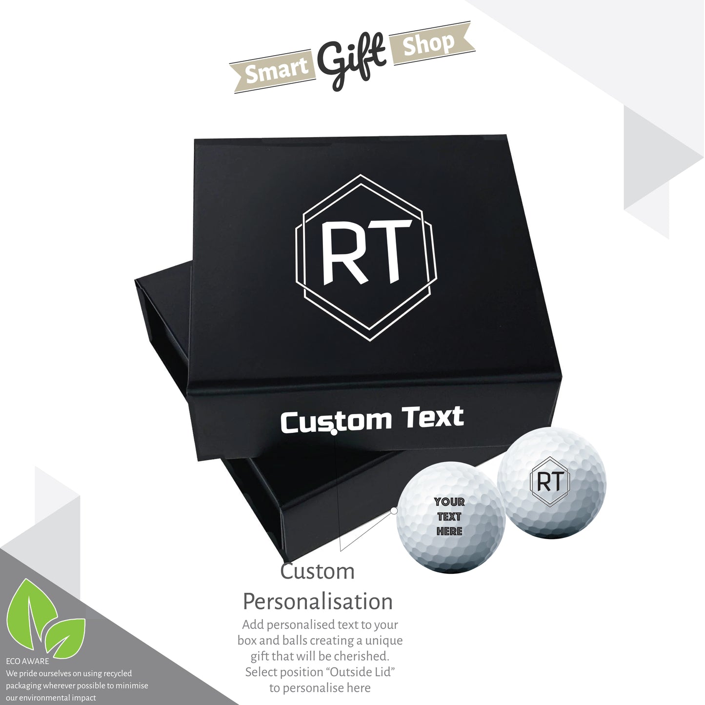 Personalised 9 Golf Ball Set in Customised Box - Your Own Monograms Initials with Branded Balls: Novelty Golfer's Gift, Father's Day, Birthday