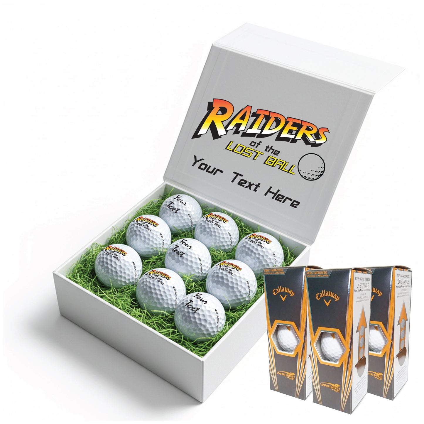Indiana Jones: Personalised Branded 9 Golf Ball Set in Customised Box - Novelty Movie Themed Golfer's Gift, Father's Day, Retirement, Birthday