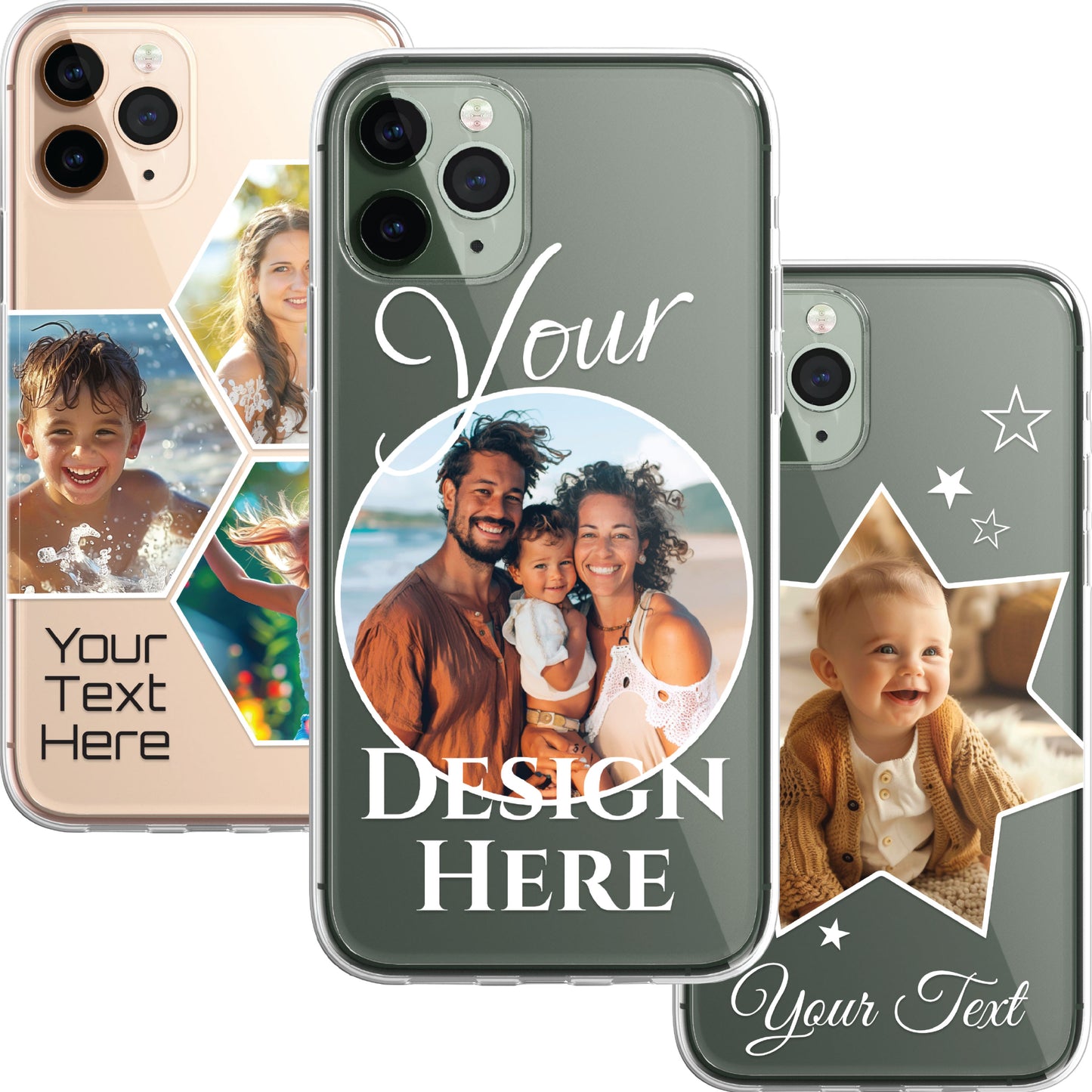 SmartGiftShop Personalised Custom iPhone Case Photo Collage Polaroid Style Custom Picture CLEAR Silicone Impact Case for iPhone 11 12 13 14 15 Ranges - CUSTOMISE ONLINE