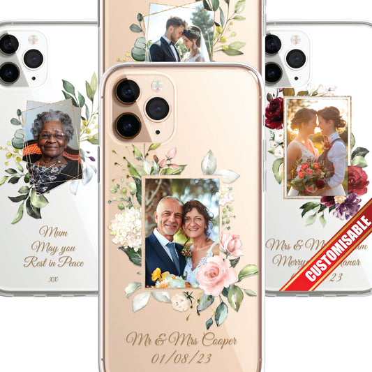 Personalised Custom Photo Phone Case Portrait Wedding Family Occasion Birth Custom Picture CLEAR Silicone Cover for iPhone 11 12 13 14 15 Ranges