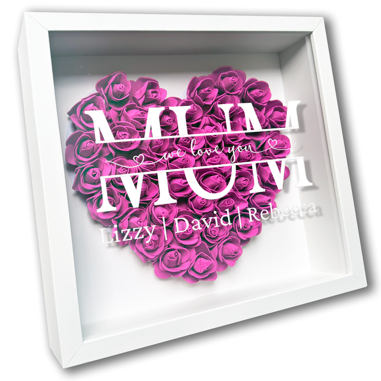 Personalised Framed Flower Floral Heart Mother's Day Custom Birthday Keepsake Unique Gift for Mum Mother Shadow Box Frame