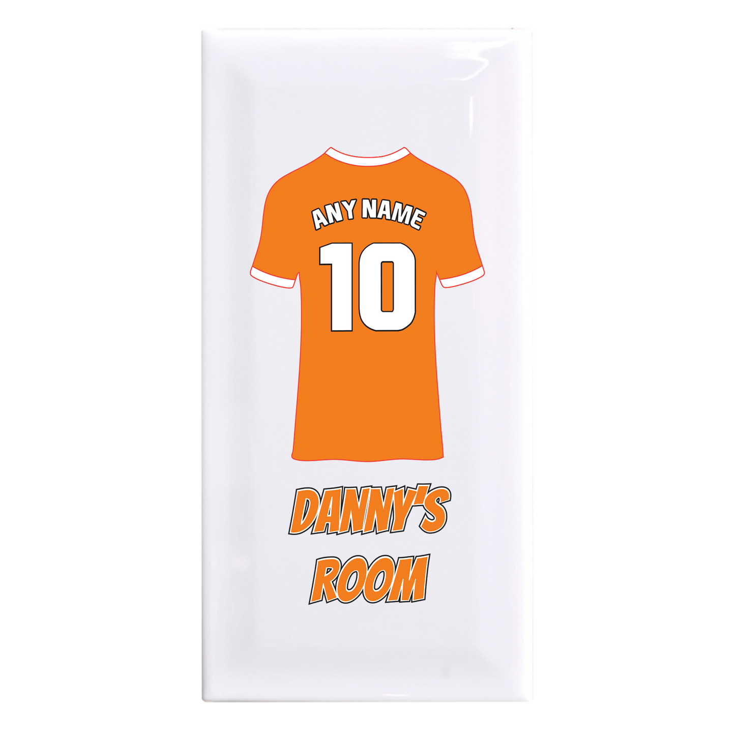 Personalised Premium Ceramic Children's Football Door Plaque - Premier Championship Football Team Shirt Style