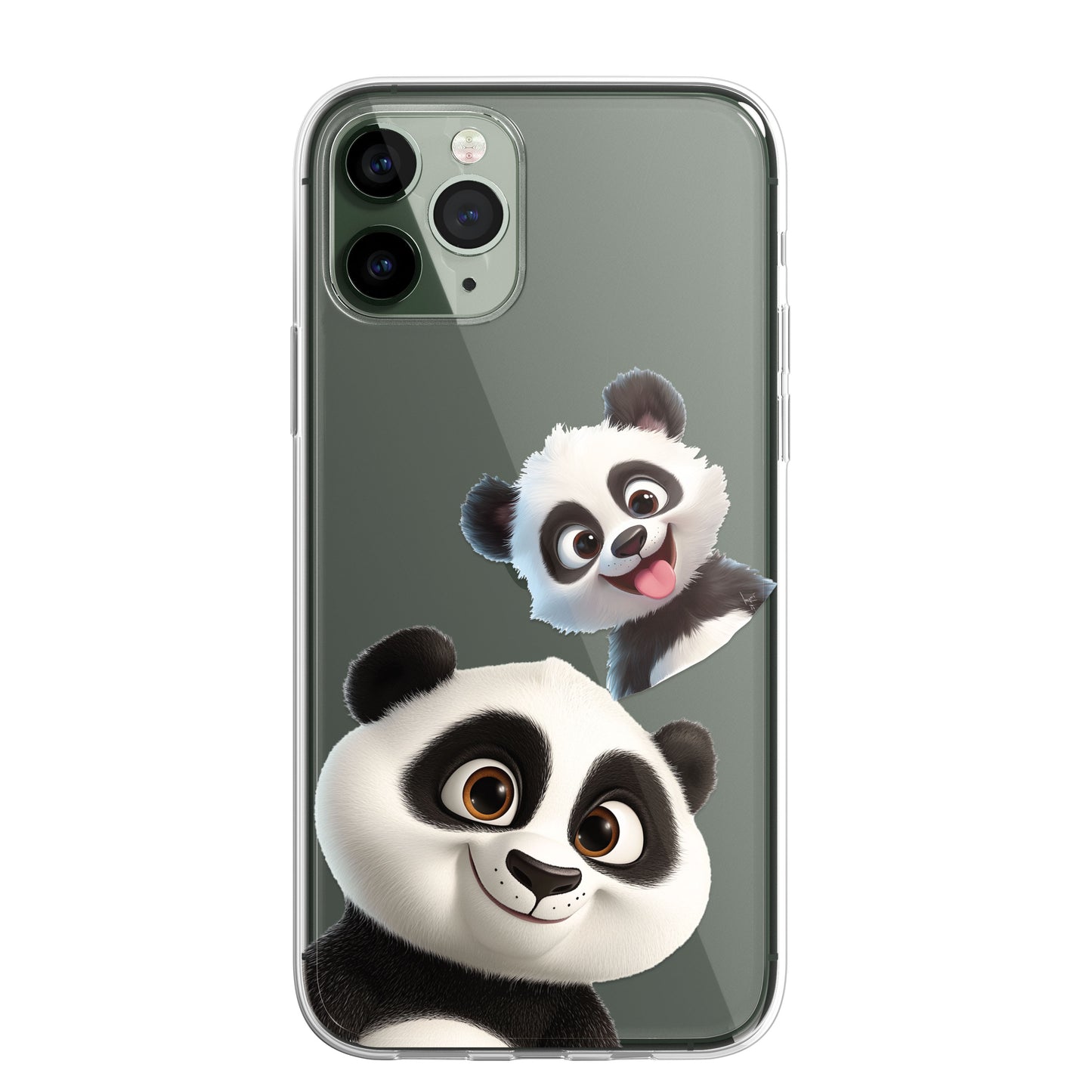 Giant Panda Custom Cartoon Phone Case Personalised CLEAR Cute Family Splatter Phone Cover Case for iPhone 16 15 14 13 12 11