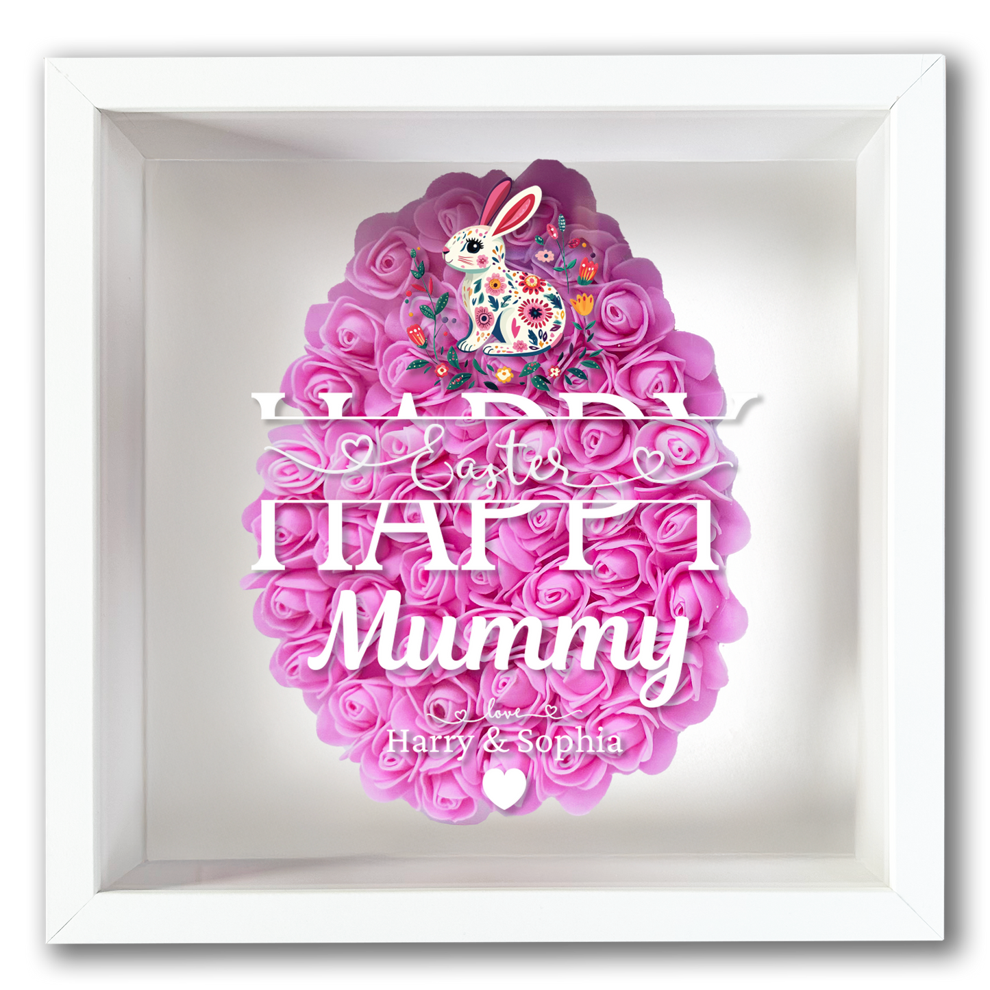Personalised Framed Flower Floral Heart Easter Custom Keepsake Unique Gift Shadow Box Frame