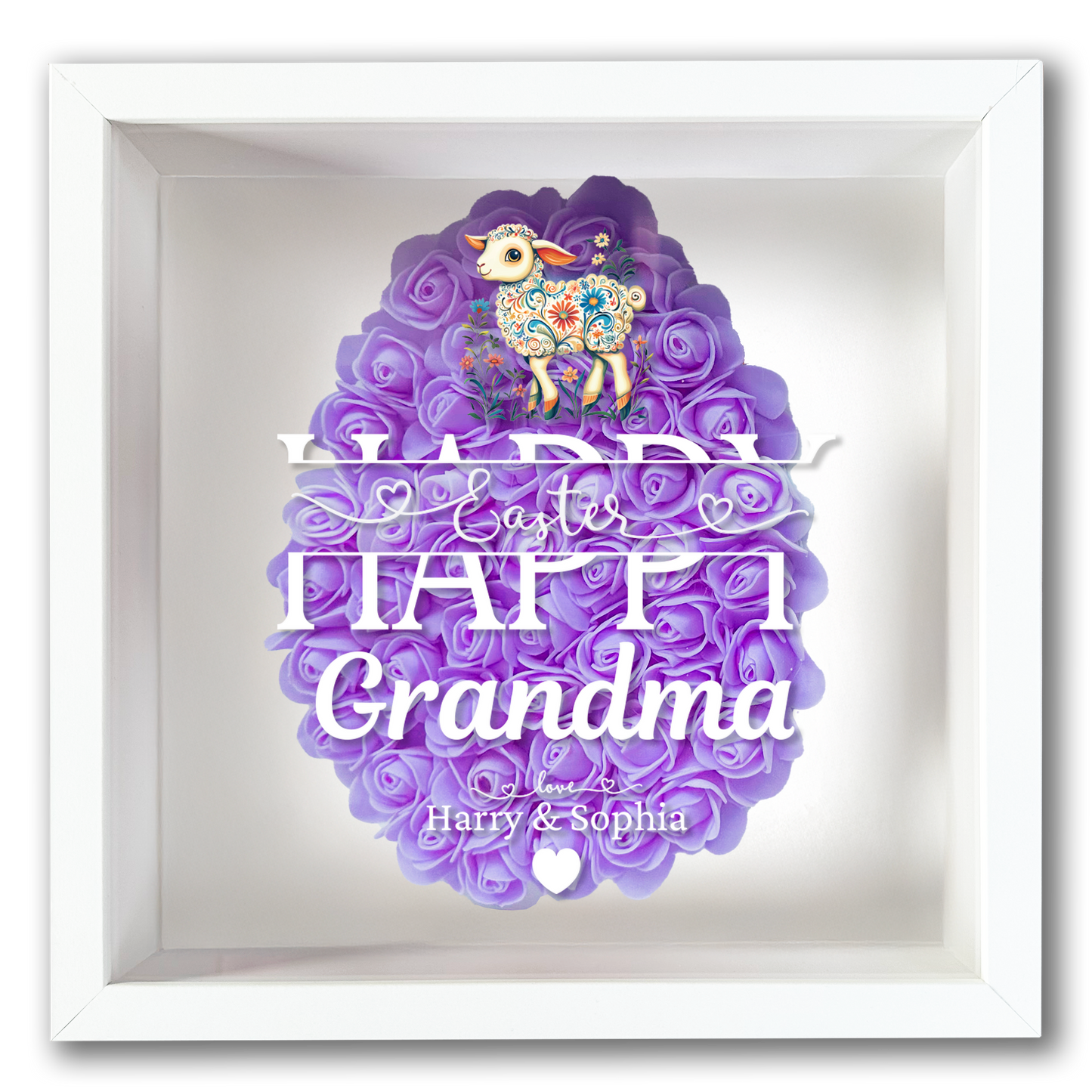 Personalised Framed Flower Floral Heart Easter Custom Keepsake Unique Gift Shadow Box Frame