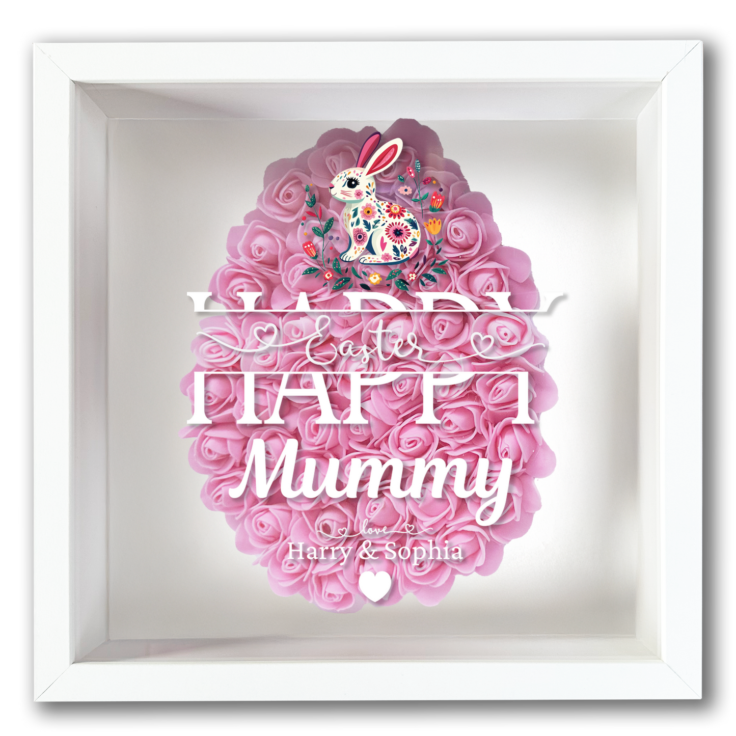 Personalised Framed Flower Floral Heart Easter Custom Keepsake Unique Gift Shadow Box Frame