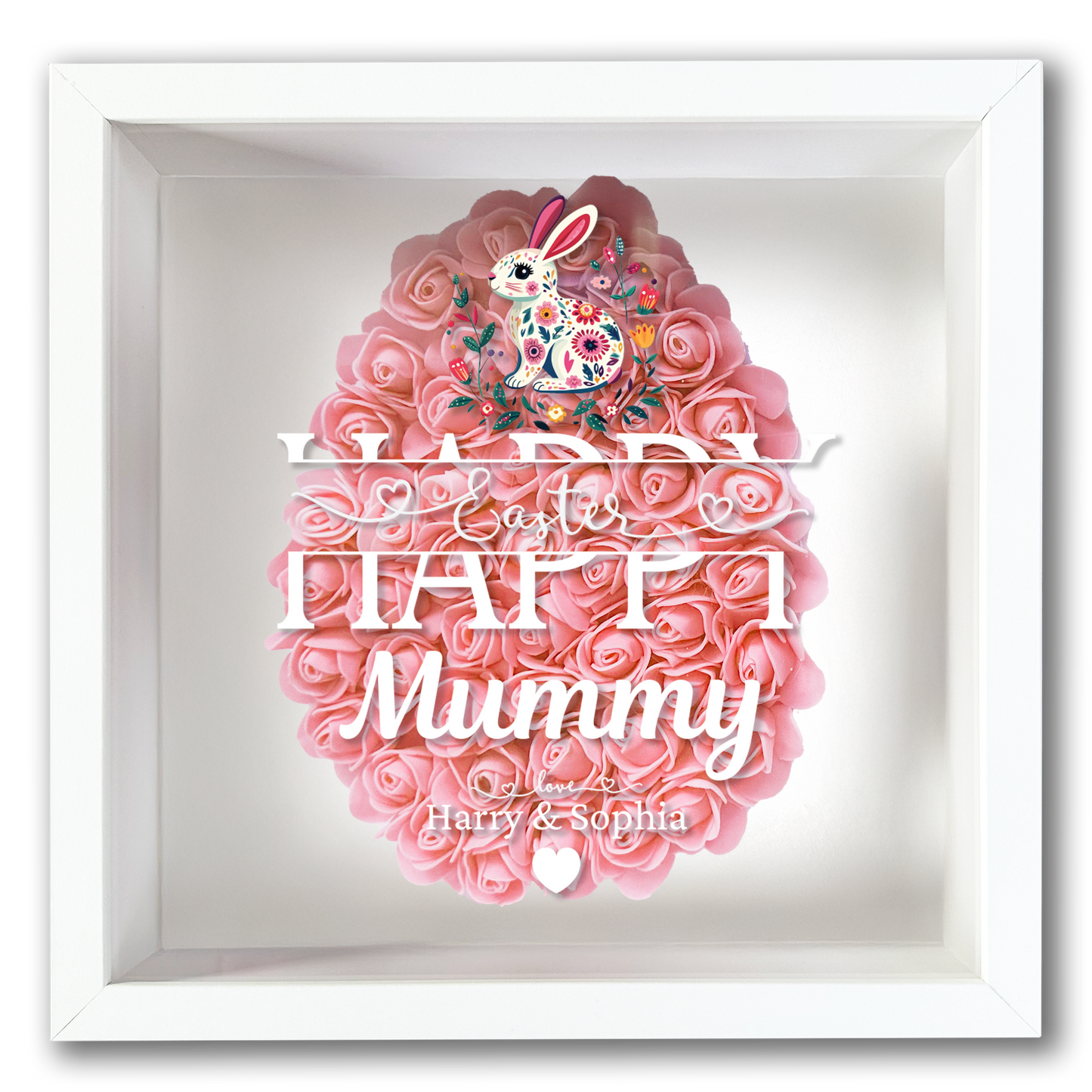 Personalised Framed Flower Floral Heart Easter Custom Keepsake Unique Gift Shadow Box Frame
