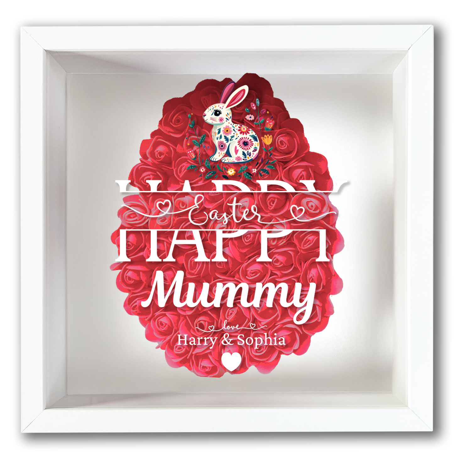 Personalised Framed Flower Floral Heart Easter Custom Keepsake Unique Gift Shadow Box Frame