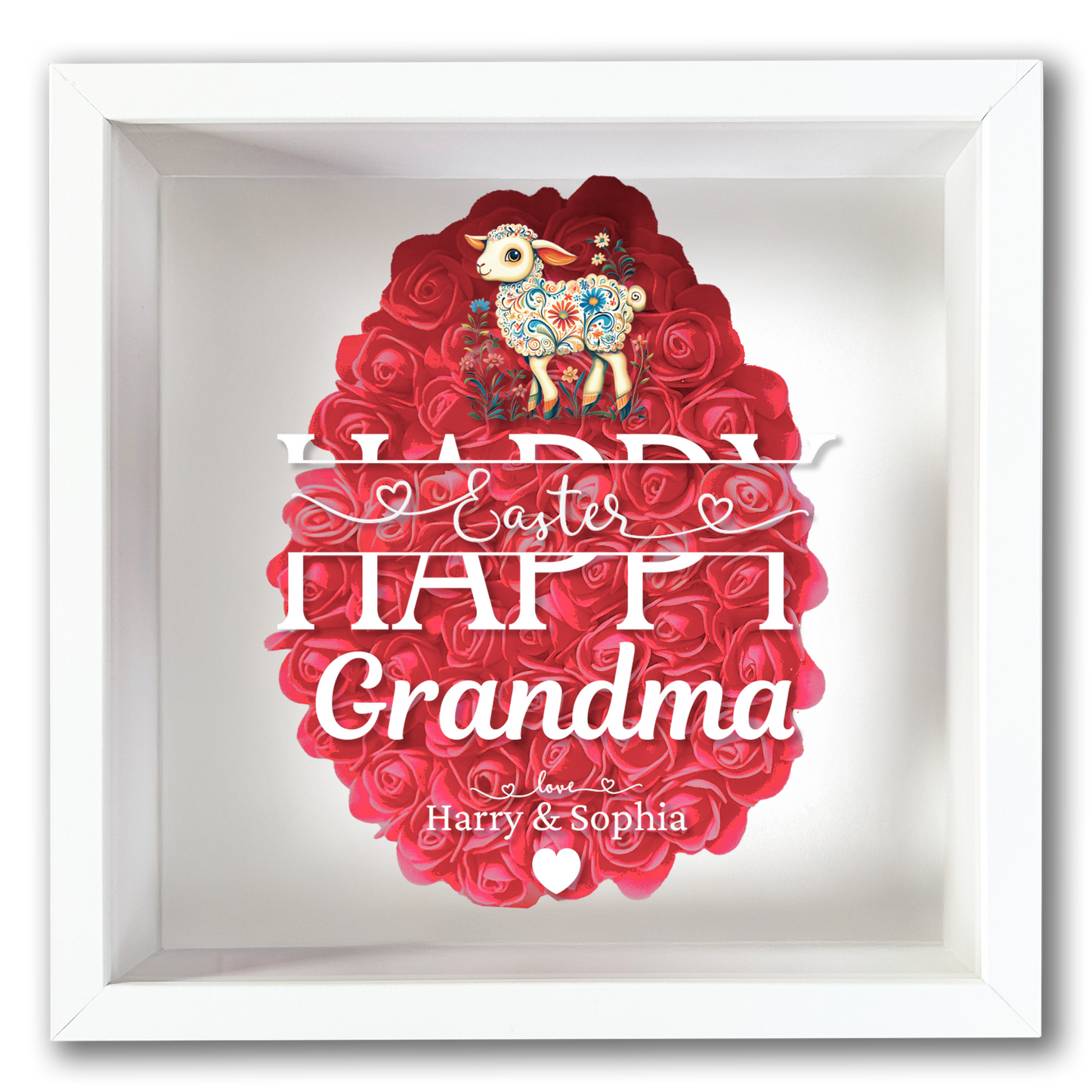 Personalised Framed Flower Floral Heart Easter Custom Keepsake Unique Gift Shadow Box Frame
