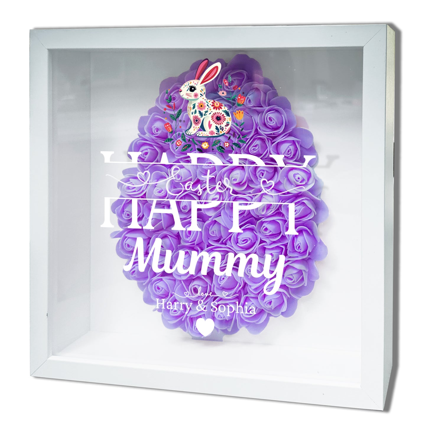 Personalised Framed Flower Floral Heart Easter Custom Keepsake Unique Gift Shadow Box Frame