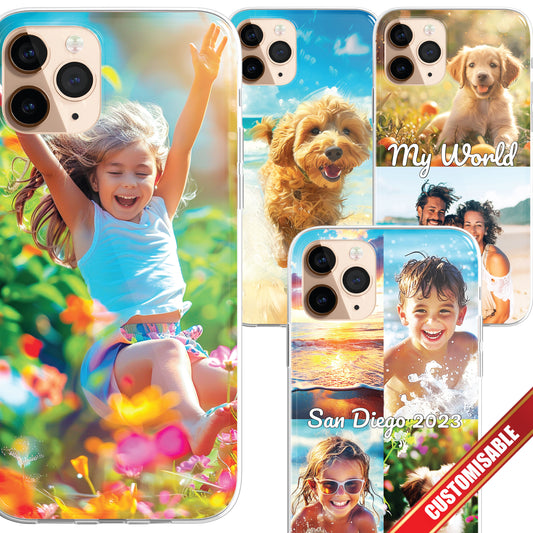 Personalised Custom iPhone Case Photo Collage Album Style Custom Picture CLEAR Silicone Impact Case for iPhone 11 12 13 14 15 Ranges - CUSTOMISE ONLINE