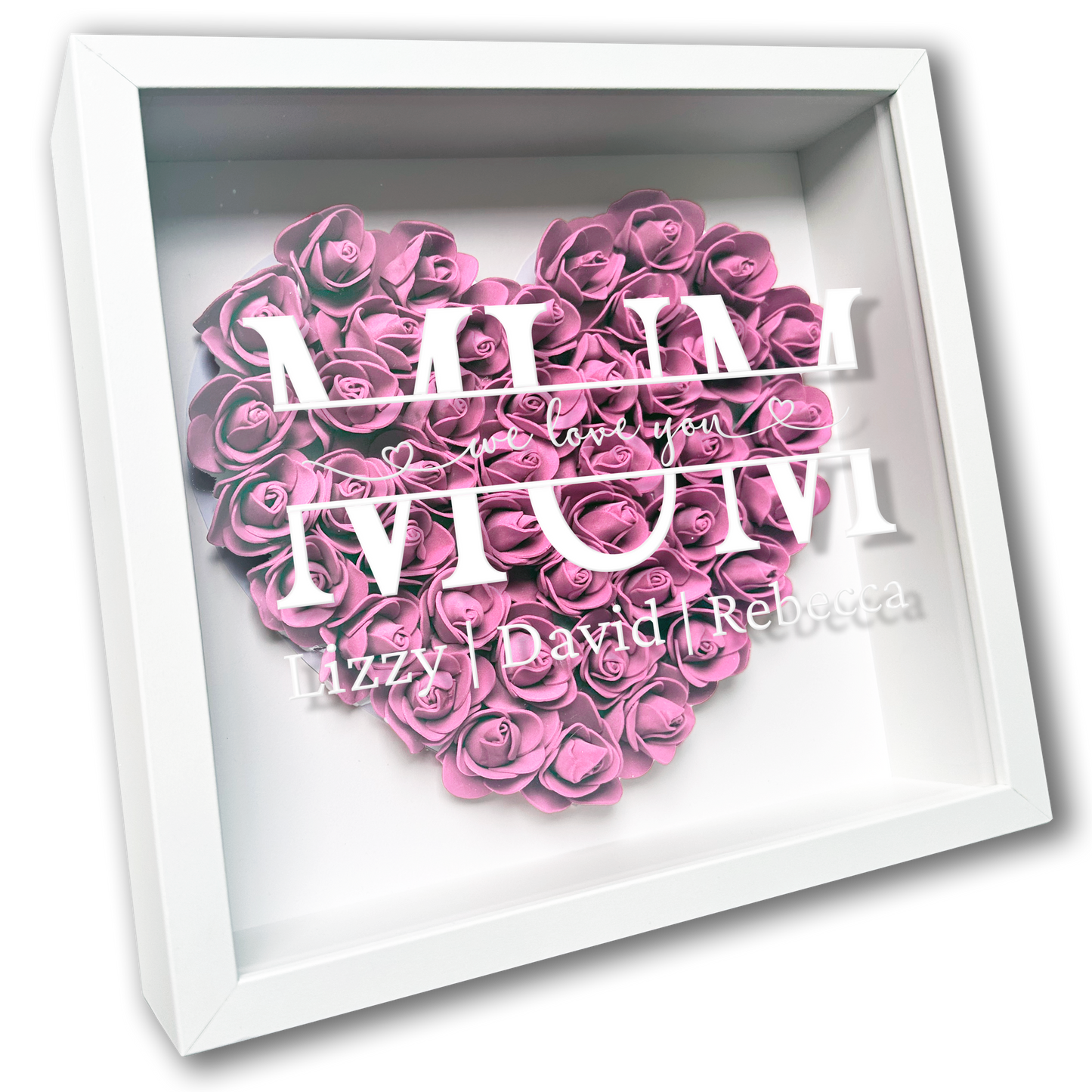 Personalised Framed Flower Floral Heart Mother's Day Custom Birthday Keepsake Unique Gift for Mum Mother Shadow Box Frame