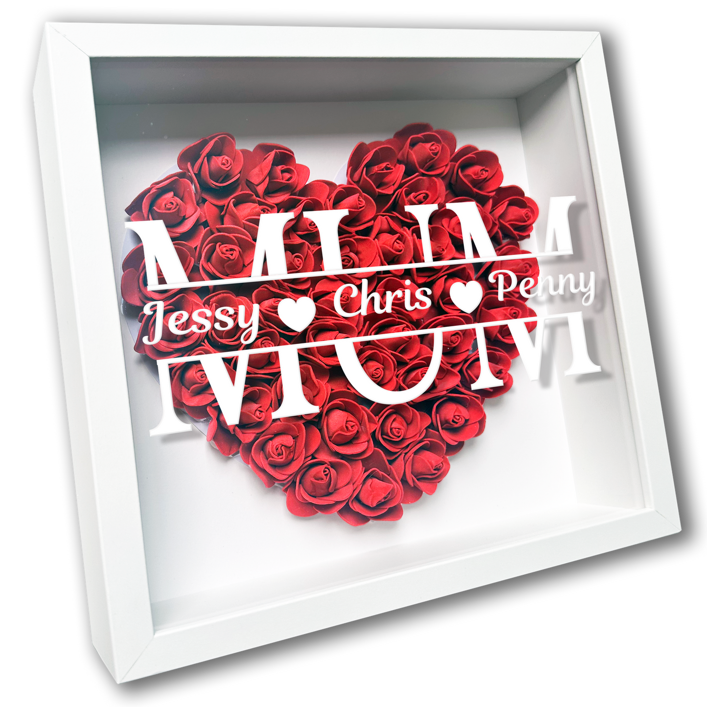 Personalised Framed Flower Floral Heart Mother's Day Custom Birthday Keepsake Unique Gift for Mum Mother Shadow Box Frame