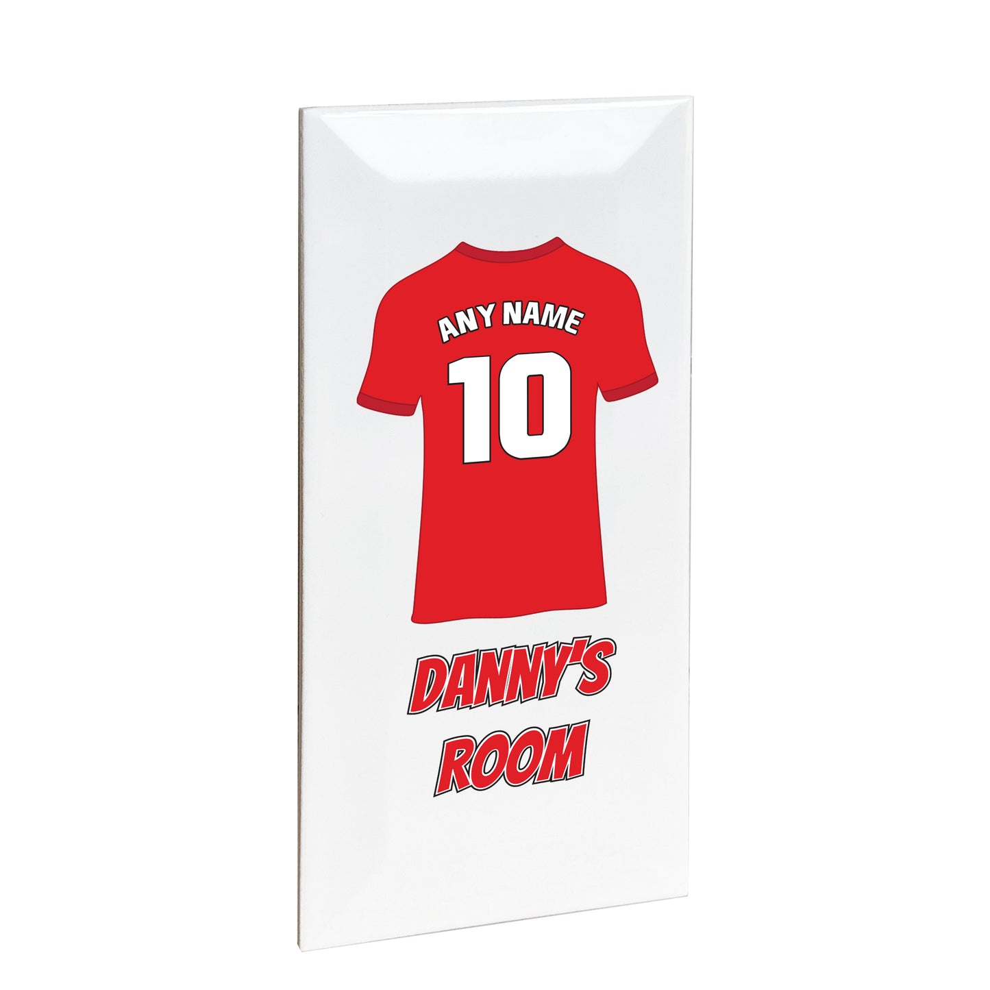 Personalised Premium Ceramic Children's Football Door Plaque - Premier Championship Football Team Shirt Style