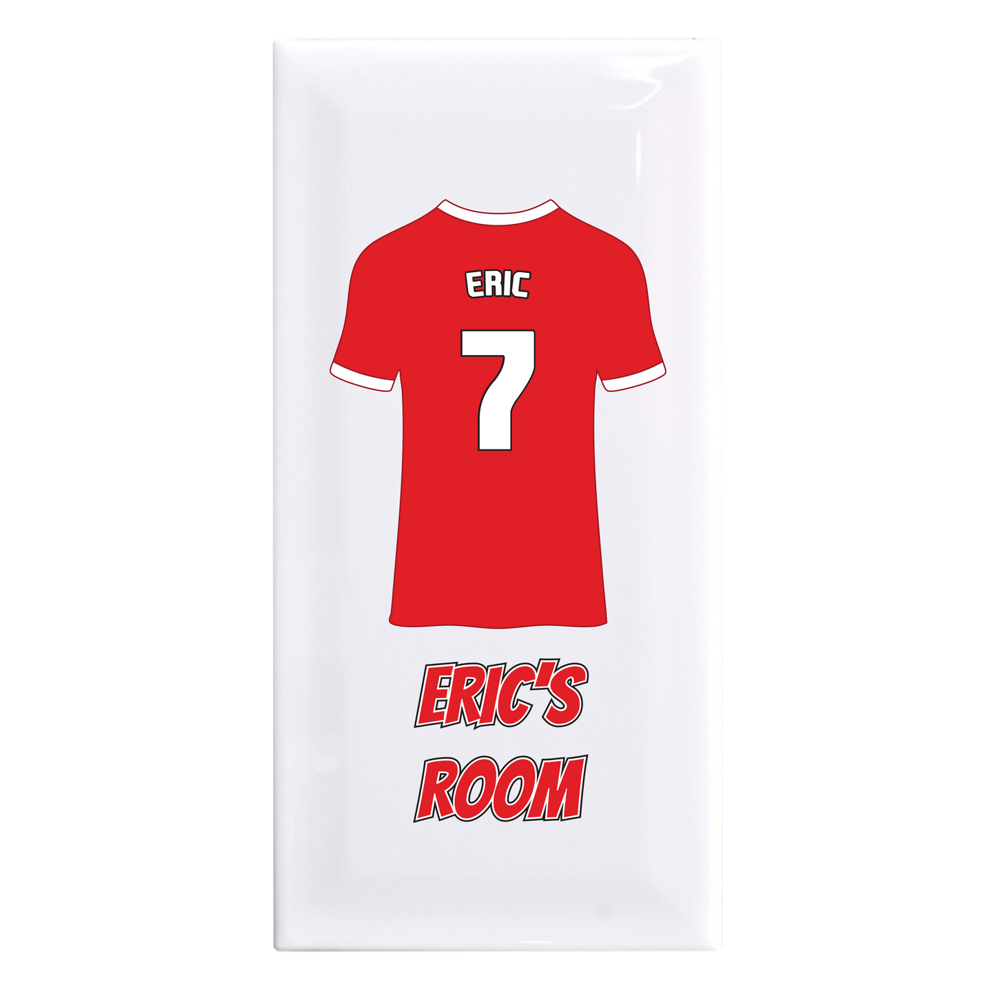 Personalised Premium Ceramic Children's Football Door Plaque - Premier Championship Football Team Shirt Style